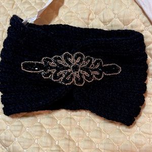 Black Windsor Jeweled Winter Headband